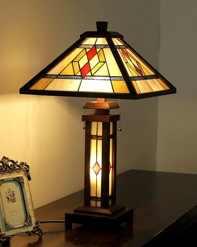 Arts & Crafts Gareth Stained Glass Table Lamp