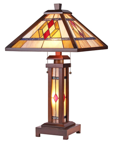 Arts & Crafts Gareth Stained Glass Table Lamp