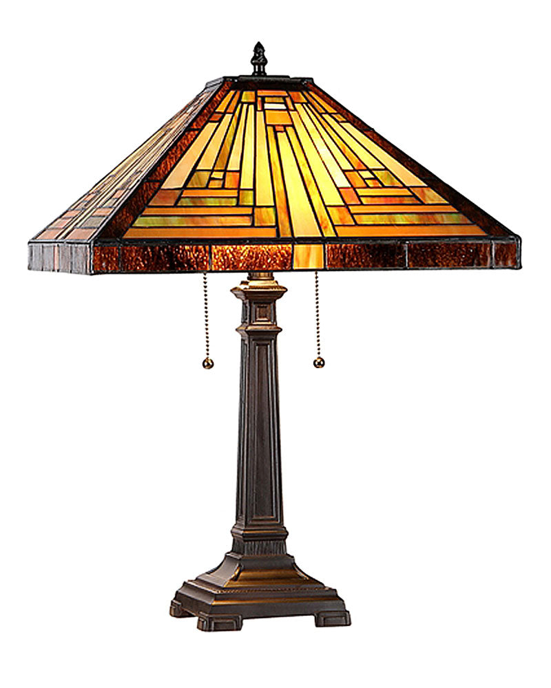 Chloe Lighting Innes Tiffany style 2 Light Mission Table Lamp 16 Shade