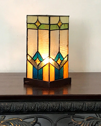 Arts & Crafts Prairie Stained Glass Accent Lamp