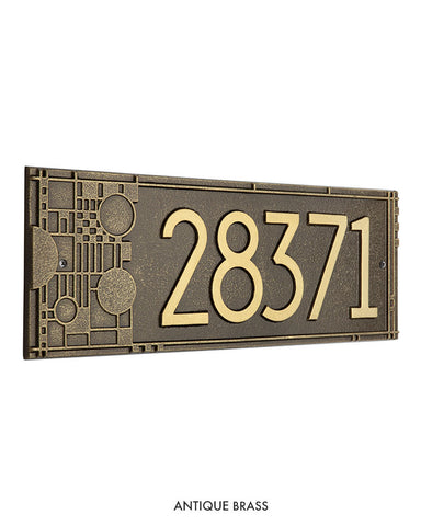 Frank Lloyd Wright Coonley House Number Plaque antique brass