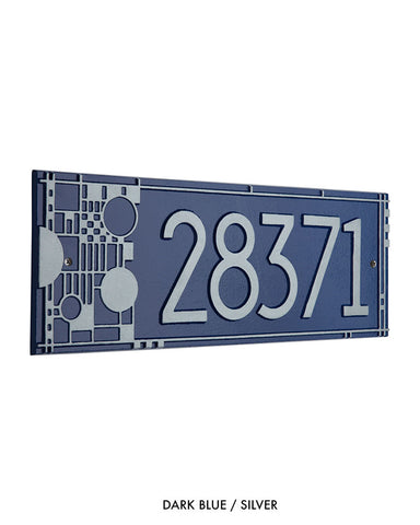 Frank Lloyd Wright Coonley House Number Plaque dark blue/silver