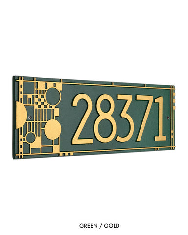 Frank Lloyd Wright Coonley House Number Plaque green/gold