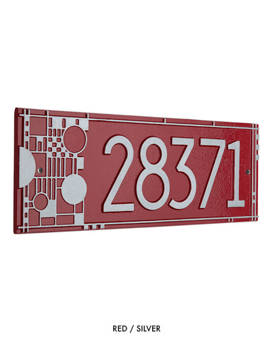 Frank Lloyd Wright Coonley House Number Plaque red/silver