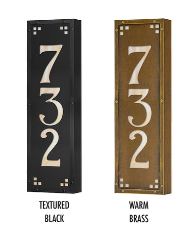 Craftsman Vertical Illuminated Solid Brass House Numbers Plaque (3 digits)