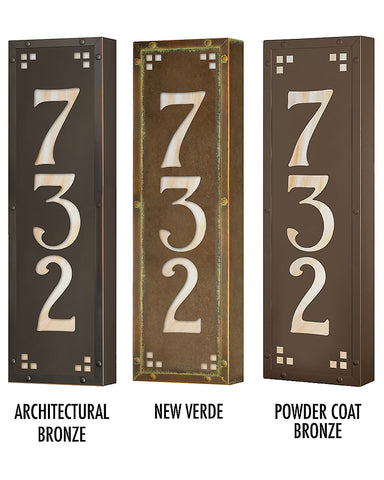 Craftsman Vertical Illuminated Solid Brass House Numbers Plaque (3 digits)