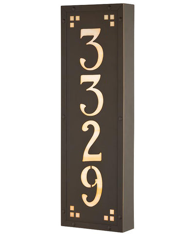 Craftsman Vertical Illuminated Solid Brass House Numbers Plaque (4 digits)