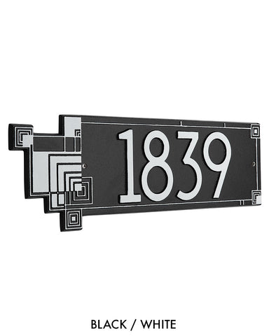 Frank Lloyd Wright Cube Abstractions House Address Plaque Black / White