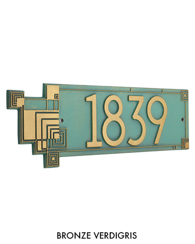 Frank Lloyd Wright Cube Abstractions House Address Plaque Bronze Verdigris