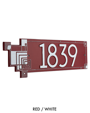 Frank Lloyd Wright Cube Abstractions House Address Plaque Red / White