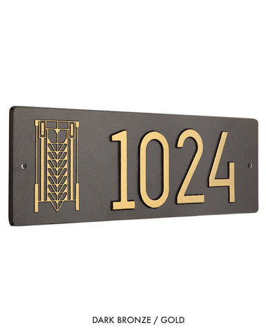 Frank Lloyd Wright Tree of Life Abstract House Number Plaque  Dark Bronze / Gold