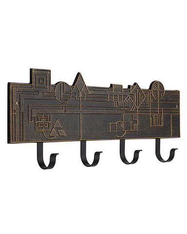 Frank Lloyd Wright December Gifts 4-Hook Plaque Black / Gold