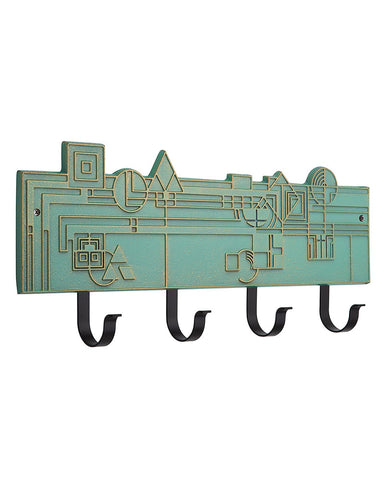 Frank Lloyd Wright December Gifts 4-Hook Plaque Bronze Verdigris
