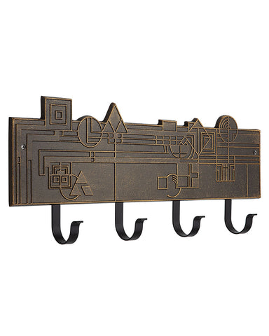 Frank Lloyd Wright December Gifts 4-Hook Plaque Dark Bronze / Gold