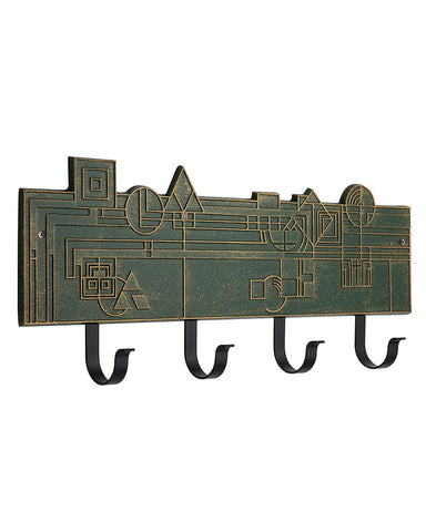 Frank Lloyd Wright December Gifts 4-Hook Plaque Green / Gold