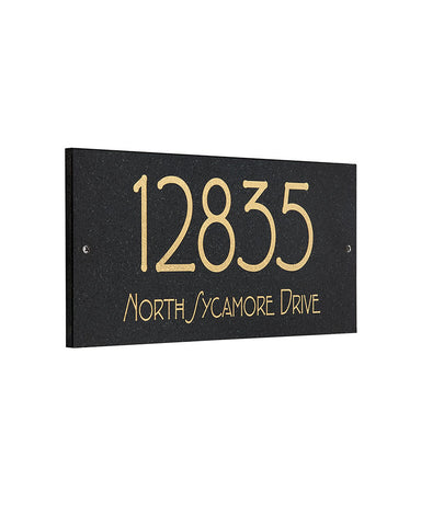 Frank Lloyd Wright Eagle Feather Granite 2 Line Address Plaque Gold
