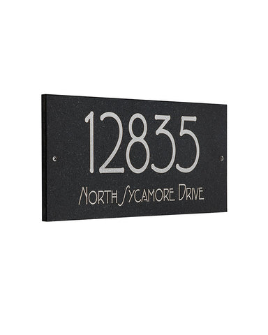 Frank Lloyd Wright Eagle Feather Granite 2 Line Address Plaque silver