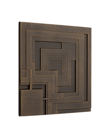 Frank Lloyd Wright Ennis Tile Plaques Set of 4 Aged Bronze / Gold Angle