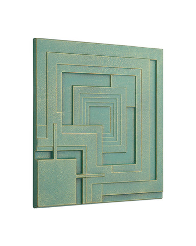 Frank Lloyd Wright Ennis Tile Plaques Set of 4 Bronze Verdigris Angle