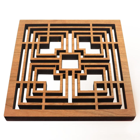 Frank Lloyd Wright Storer Textile Block Wood Trivet