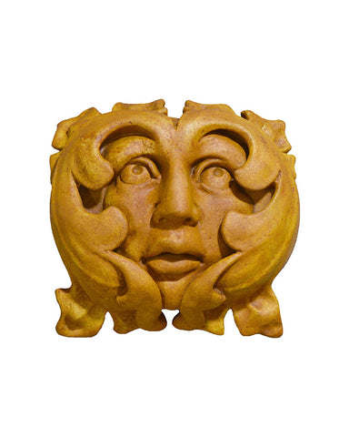 French Green Man Plaque in Cast Stone Terra Cotta