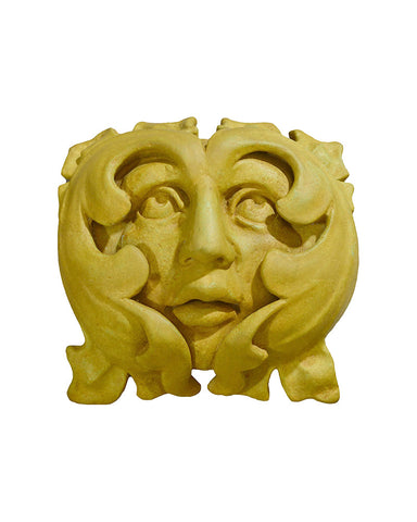 French Green Man Plaque in Cast Stone Weathered Bronze