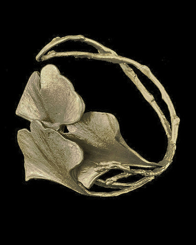 Ginkgo Leaf Bronze Cuff Bracelet by Michael Michaud