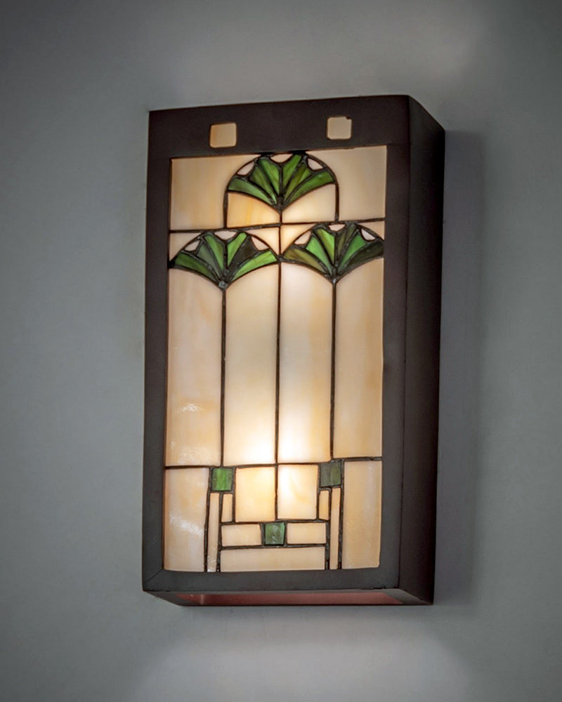 Arts & Crafts Ginkgo Stained Glass Wall Sconce | Maclin Studio
