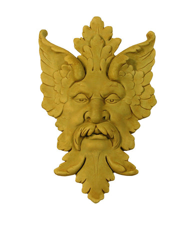 Michelangelo Green Man Leaf Mask Plaque in Cast Stone Weathered Bronze