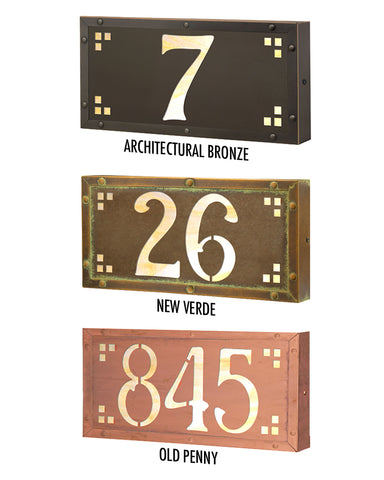 Craftsman Illuminated Solid Brass 1-3 House Numbers Plaque