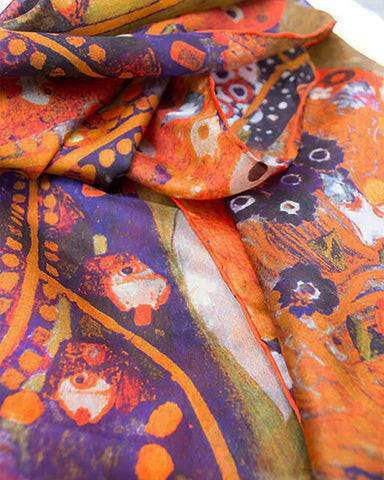 Gustav Klimt Water Serpents Habotai Silk Scarf