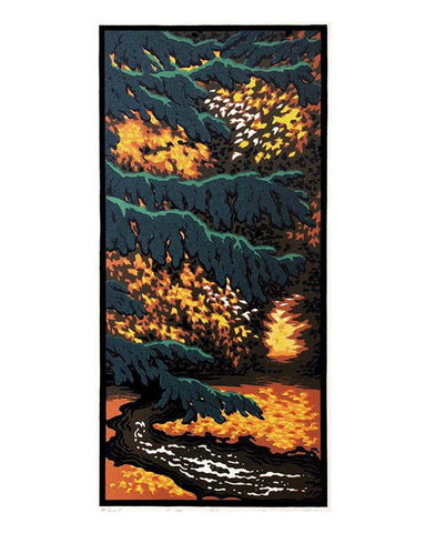 Laura Wilder Autumn Glow Matted Framed Block Print