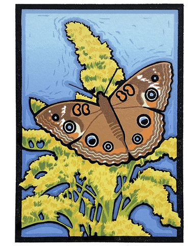 Laura Wilder Buckeye Butterfly & Goldenrod Limited Edition Framed Matted Block Print