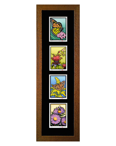 Laura Wilder Pollinator Framed Block Prints Set - Vertical