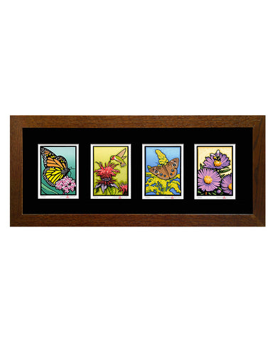 Laura Wilder Pollinator Framed Block Prints Set - Horizontal