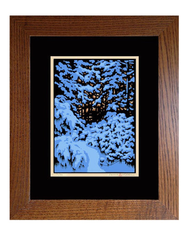 Laura Wilder Winter Woods III Matted Framed Block Print