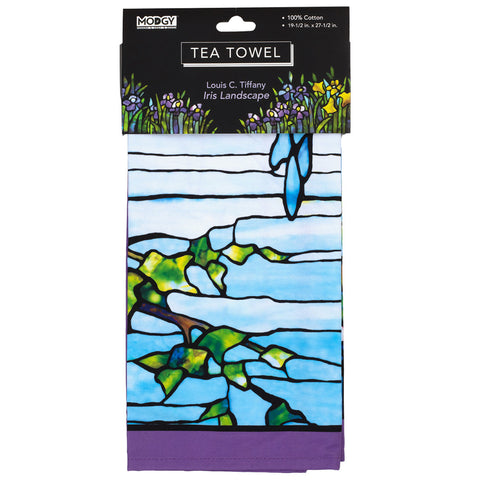 Louis Comfort Tiffany Iris Landscape Tea Towel