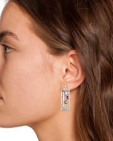 Charles Rennie Mackintosh Lover Sterling Silver Earrings Headshot