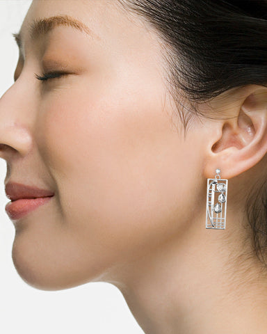 Charles Rennie Mackintosh Lover Sterling Silver Aquamarine Earrings Headshot