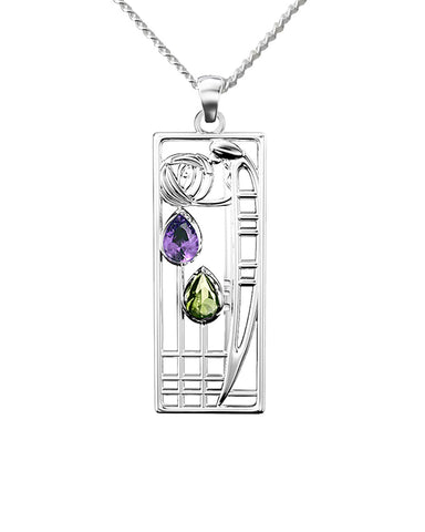 Charles Rennie Mackintosh Lover Sterling Silver Pendant Necklace