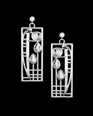 Charles Rennie Mackintosh Lover Sterling Silver Aquamarine Earrings black background