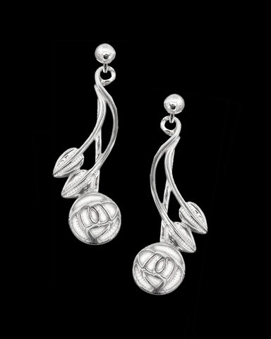 Charles Rennie Mackintosh Willow Sterling Silver Earrings black background