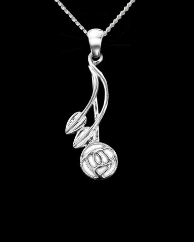 Charles Rennie Mackintosh Willow Sterling Silver Pendant Necklace black background