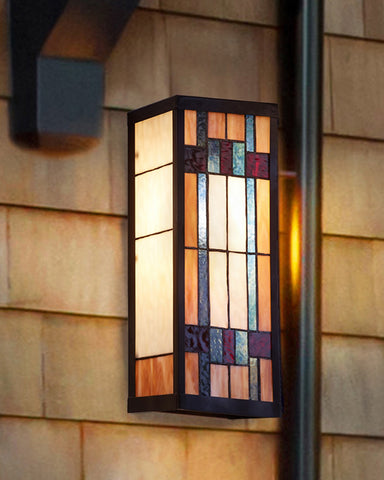 Mission Craftsman Stained Glass Wall Sconce - Prairie