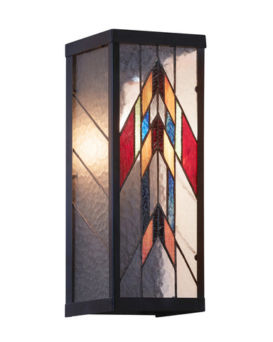 Mission Craftsman Stained Glass Wall Sconce - Chevron