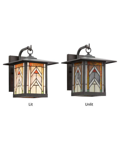 Mission Craftsman Stained Glass Wall Sconce - Logan