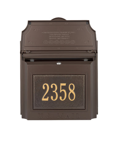 Modern Custom Locking Wall Mailbox Open - Bronze