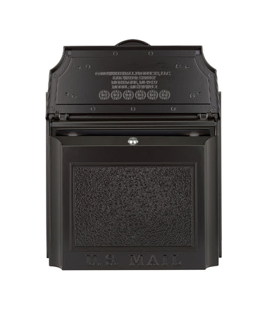 Modern Locking Wall Mailbox Open - Black