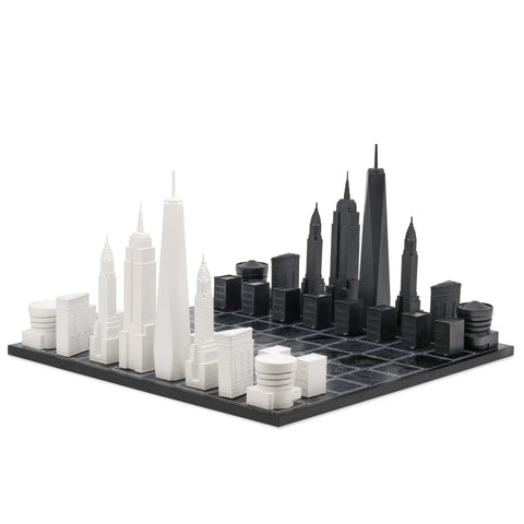NYC Skyline Chess Set with New York Wood Map Board