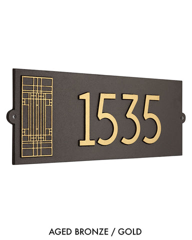 Frank Lloyd Wright Oak Park Modern House Address Plaque Aged Bronze / Gold
